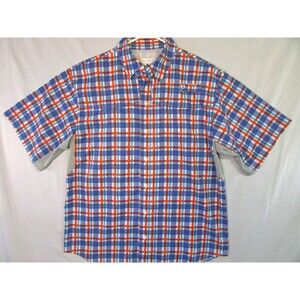Reel Legends Shirt Mens Medium Blue Plaid Mariner II Fishing Performance Vented